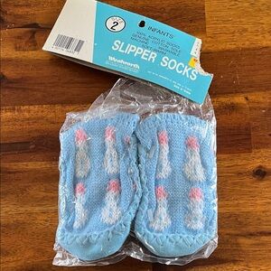 Vtg Pata Cake Blue Infant Slipper Socks Woolworth Made In Taiwan NIP *READ*
